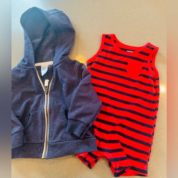 Carter's Baby Boy Romper and Jacket Set Size 6 & 9 months - Picture 1 of 8